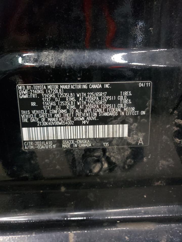 2011 Toyota Rav4 Limited VIN: 2T3DK4DV9BW054002 Lot: 65759934