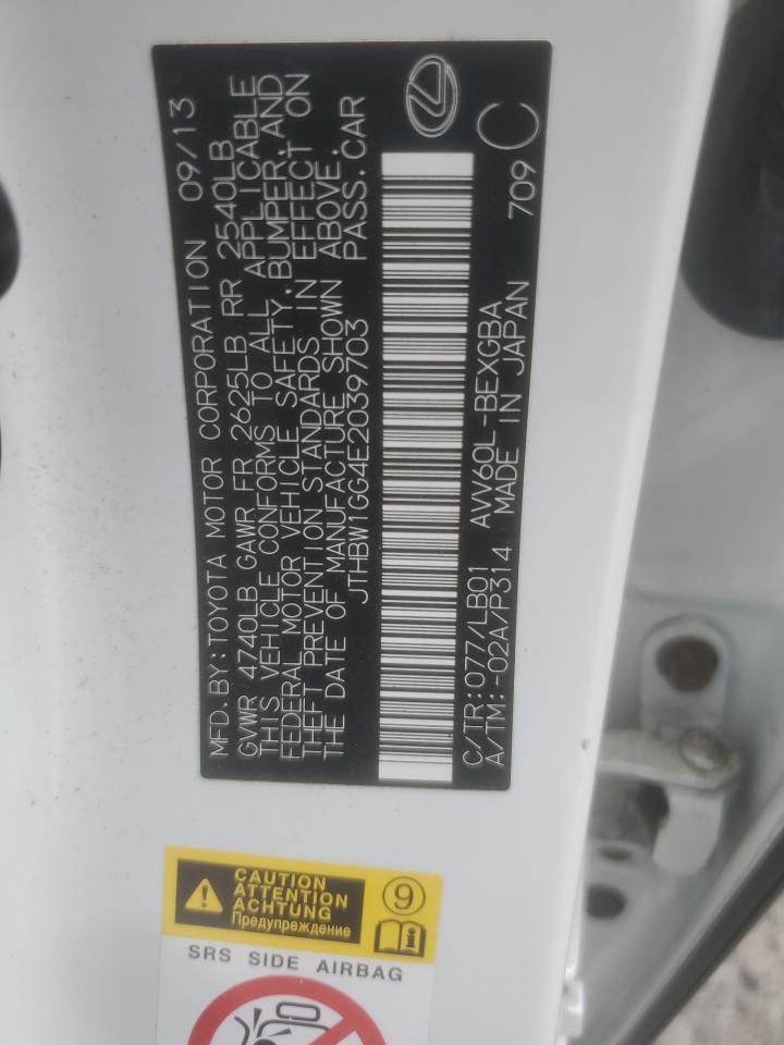 2014 Lexus Es 300H VIN: JTHBW1GG4E2039703 Lot: 65592594