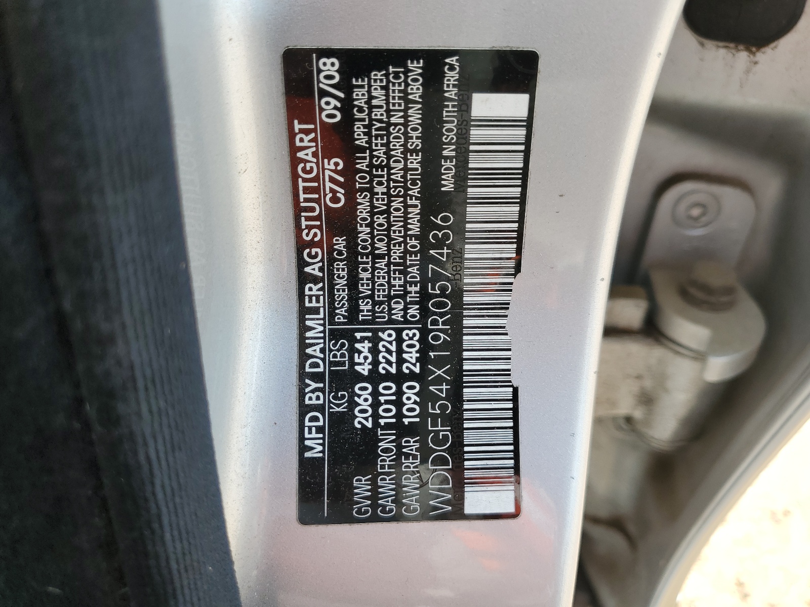 WDDGF54X19R057436 2009 Mercedes-Benz C 300