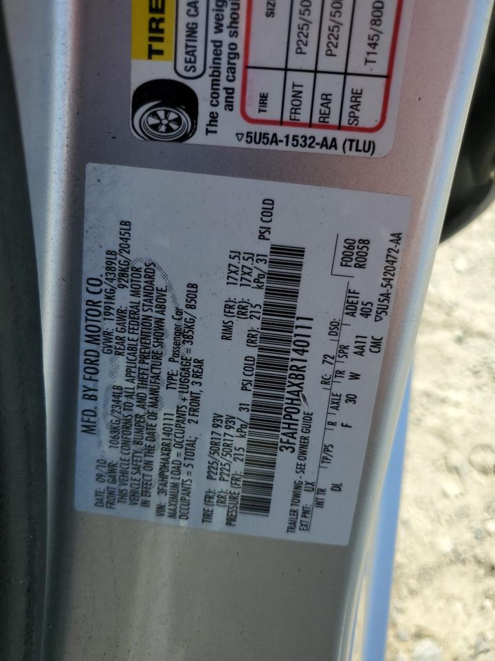 2011 Ford Fusion Se VIN: 3FAHP0HAXBR140111 Lot: 67464644