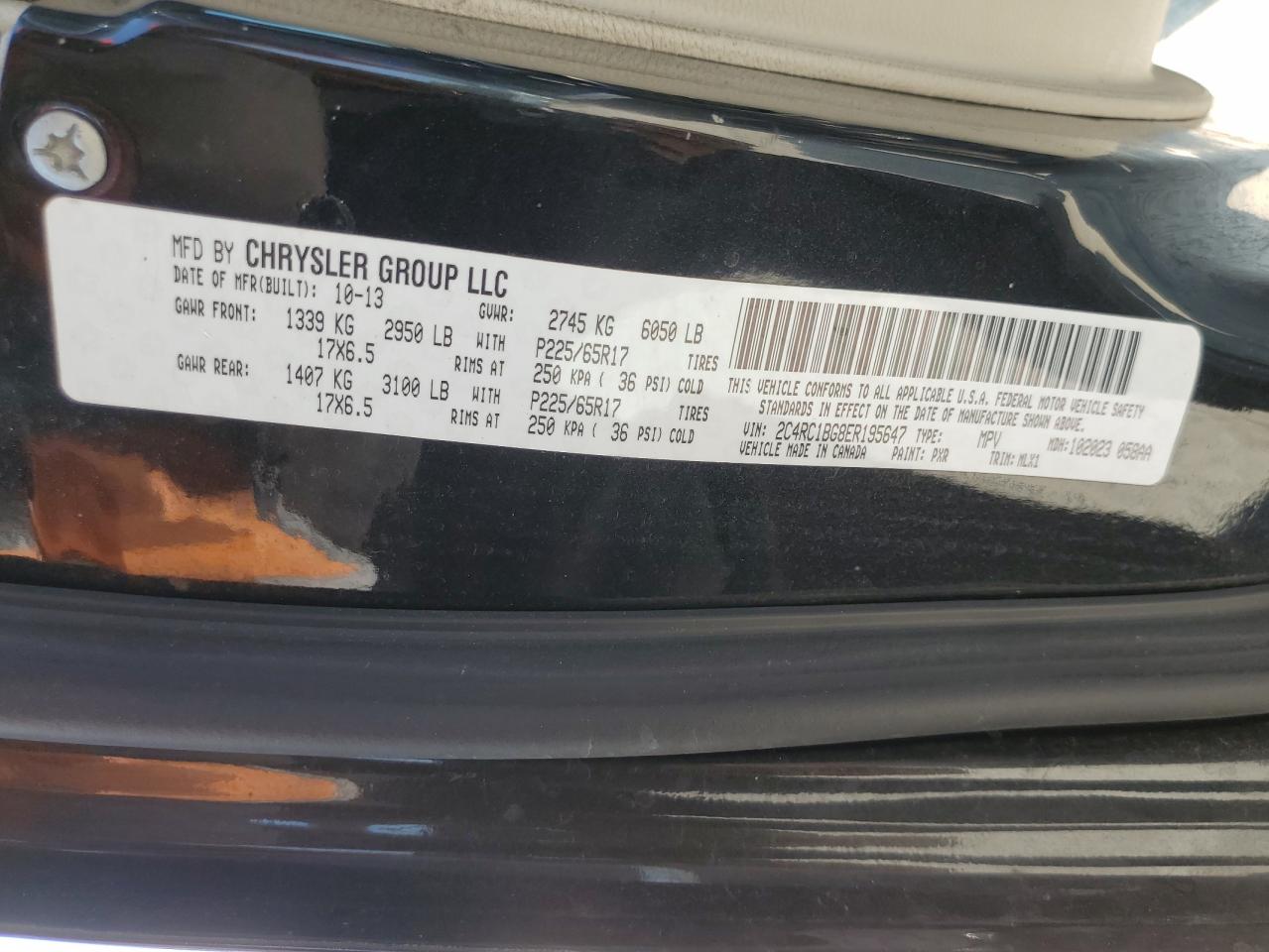 2014 Chrysler Town & Country Touring VIN: 2C4RC1BG8ER195647 Lot: 68696564