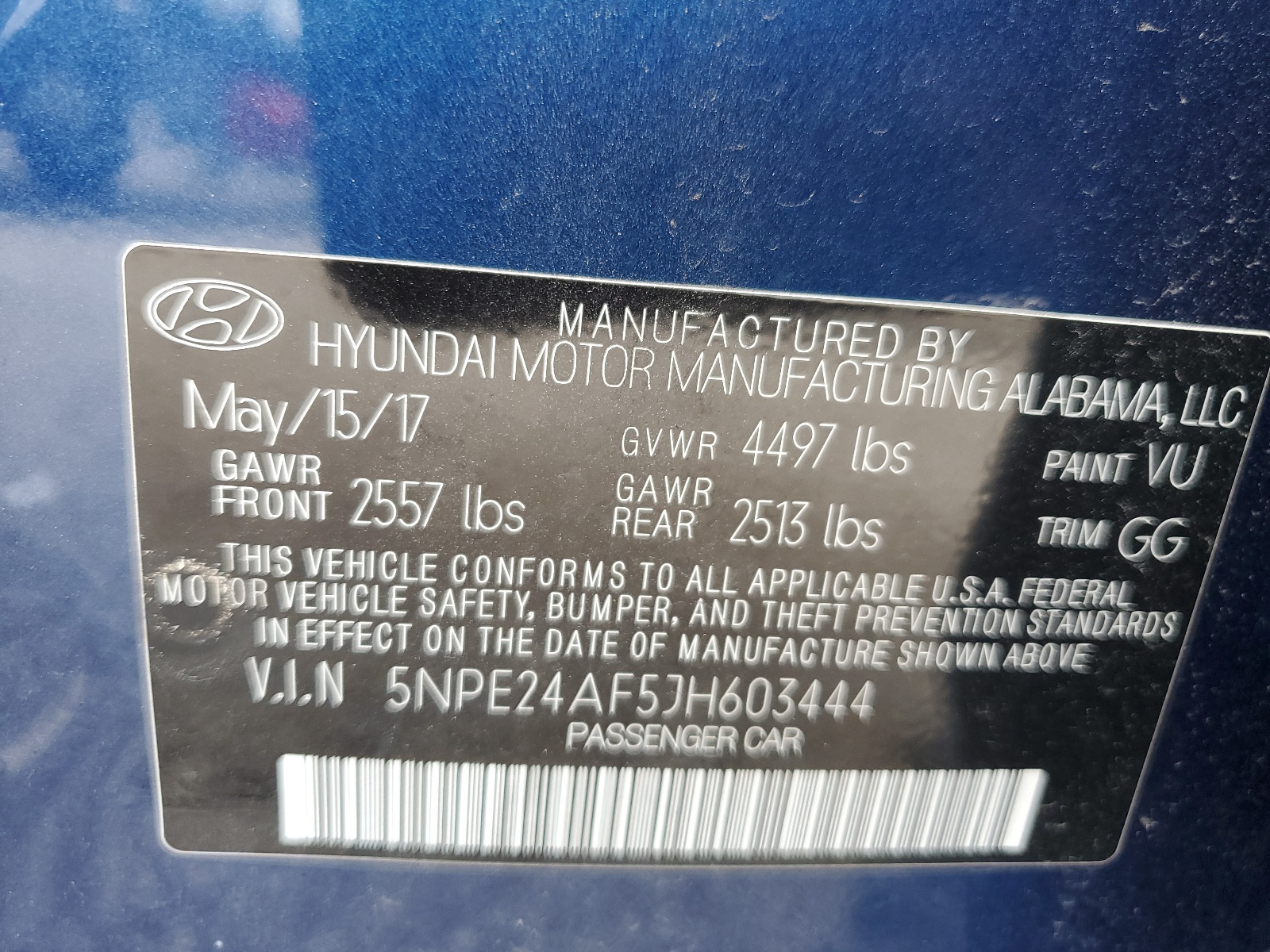 5NPE24AF5JH603444 2018 Hyundai Sonata Se