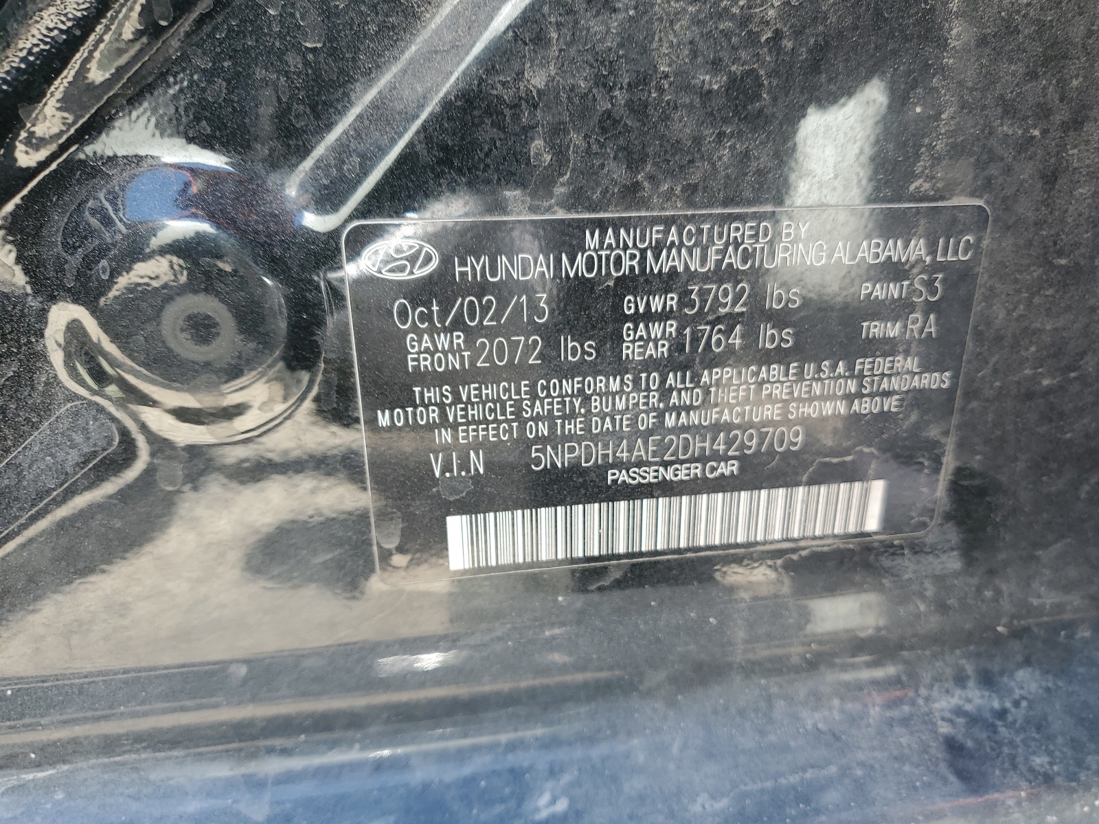 5NPDH4AE2DH429709 2013 Hyundai Elantra Gls