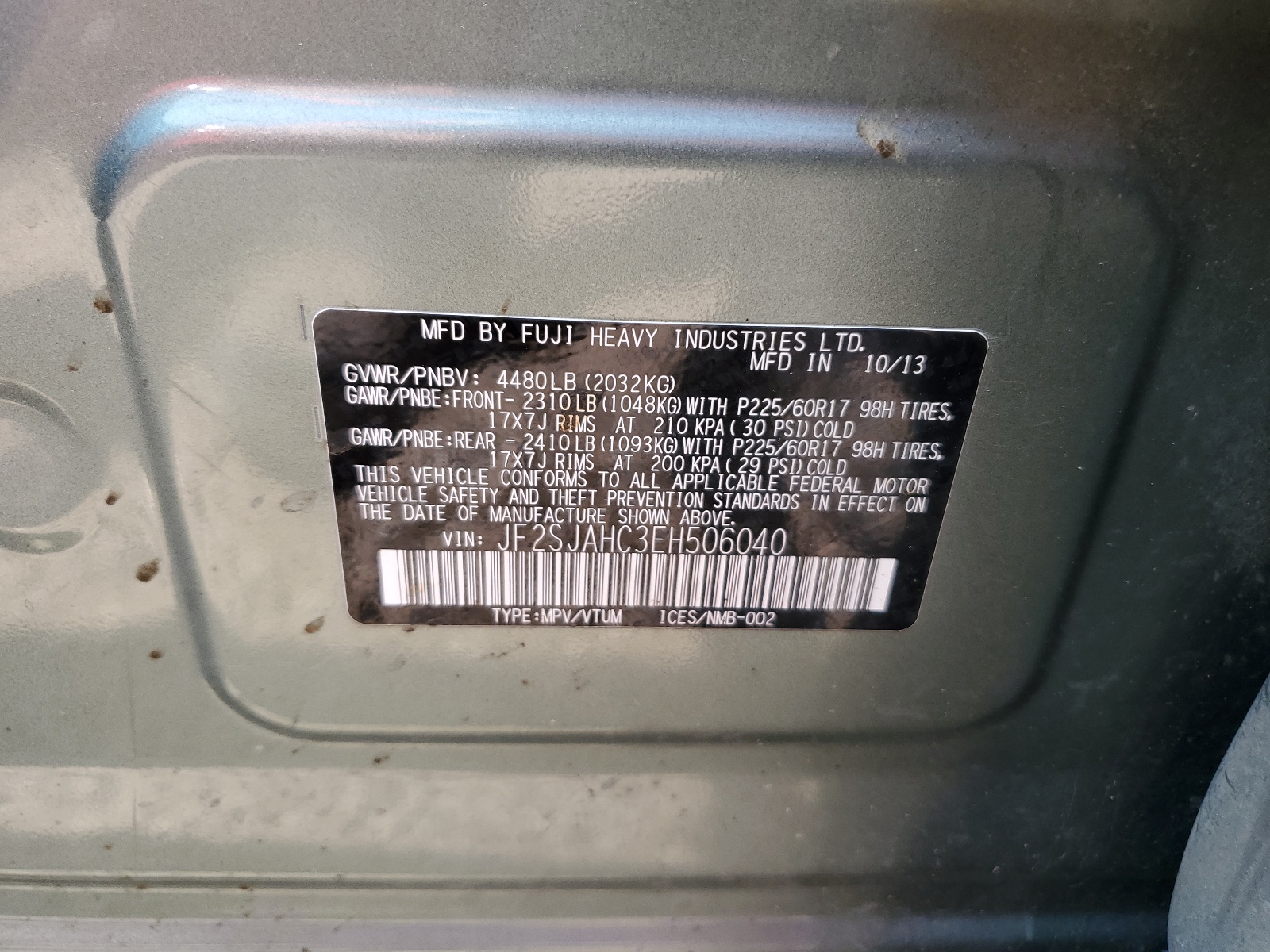 JF2SJAHC3EH506040 2014 Subaru Forester 2.5I Limited