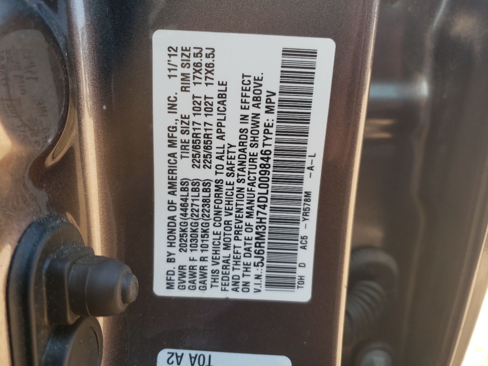 5J6RM3H74DL009846 2013 Honda Cr-V Exl