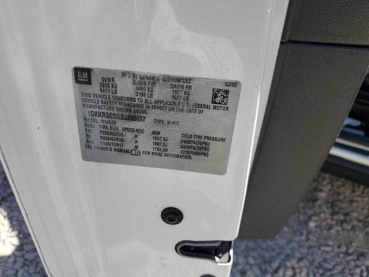 2011 GMC Acadia Slt-2 VIN: 1GKKRSEDXBJ230037 Lot: 69072454