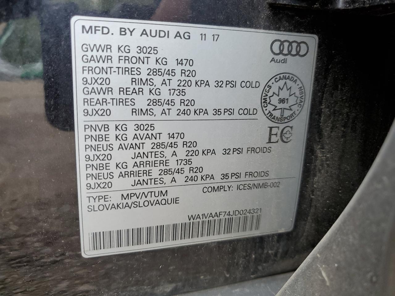 WA1VAAF74JD024321 2018 Audi Q7 Prestige