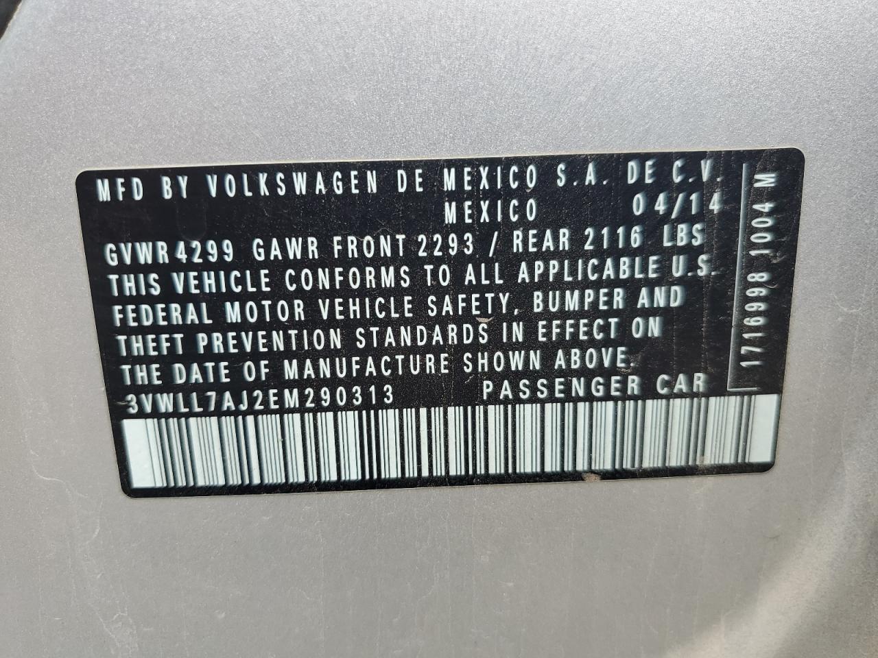 3VWLL7AJ2EM290313 2014 Volkswagen Jetta Tdi