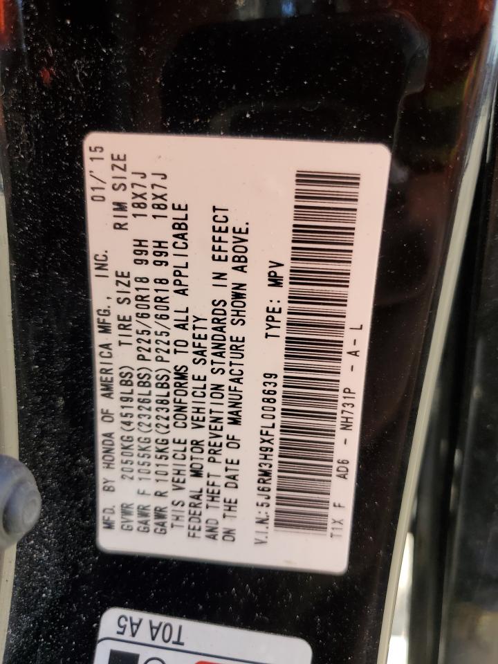 2015 Honda Cr-V Touring VIN: 5J6RM3H9XFL008639 Lot: 67104824