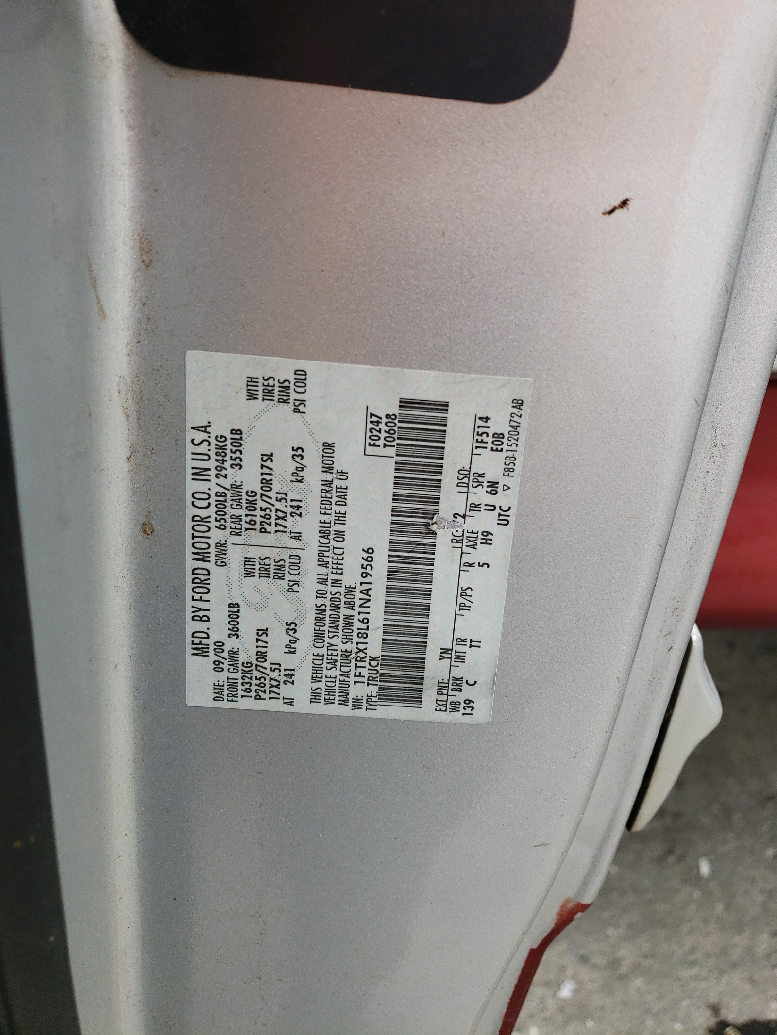 1FTRX18L61NA19566 2001 Ford F150