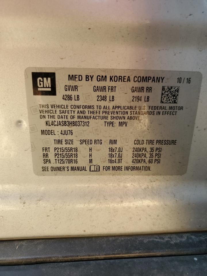 2017 Buick Encore Preferred VIN: KL4CJASB3HB037312 Lot: 65972334