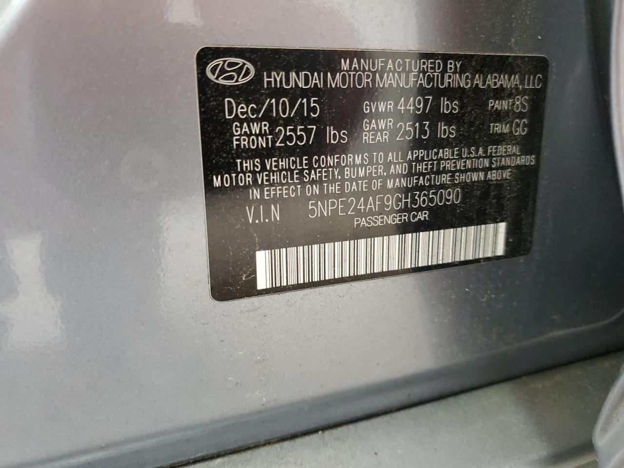 2016 Hyundai Sonata Se VIN: 5NPE24AF9GH365090 Lot: 67891704