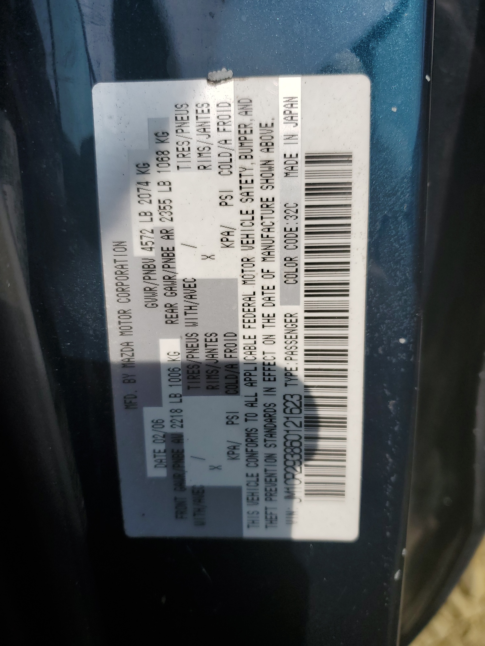 JM1CR293860121623 2006 Mazda 5