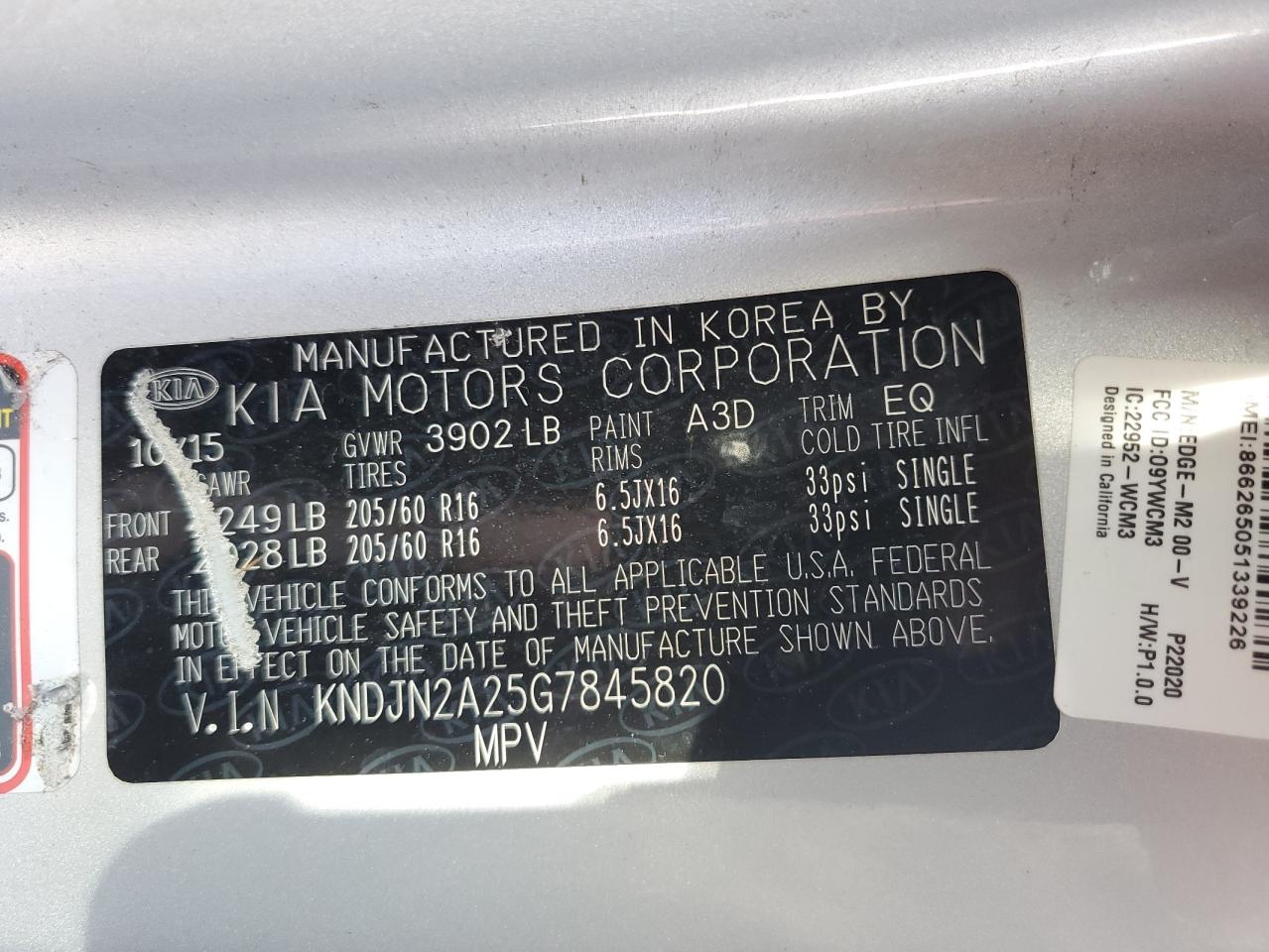 KNDJN2A25G7845820 2016 Kia Soul