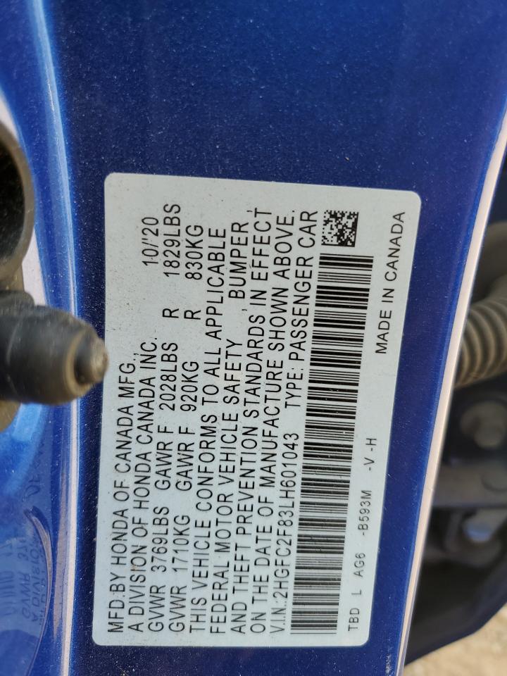 2HGFC2F83LH601043 2020 HONDA CIVIC - Image 12