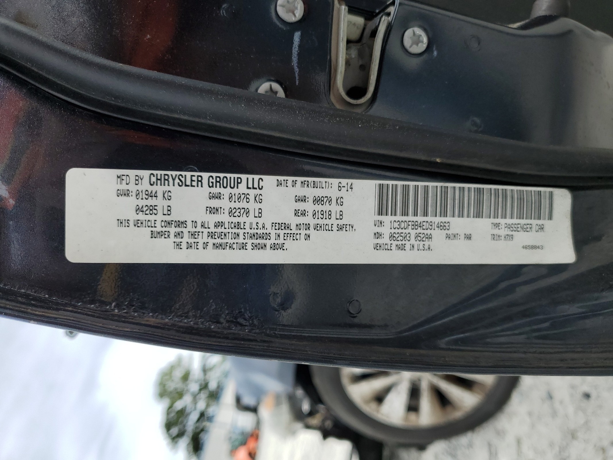 1C3CDFBB4ED914663 2014 Dodge Dart Sxt