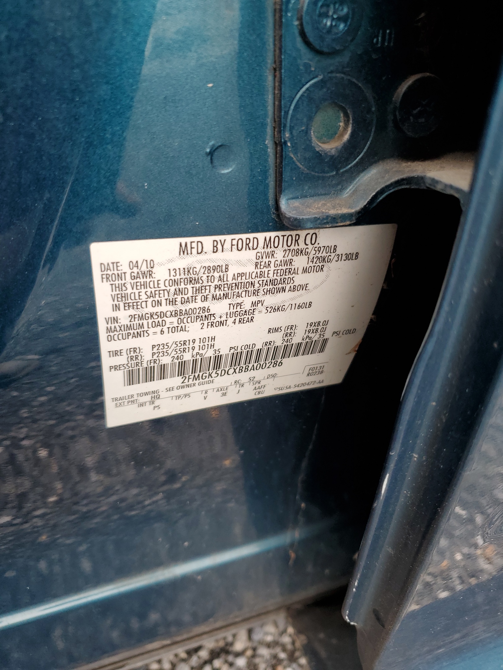 2FMGK5DCXBBA00286 2011 Ford Flex Limited