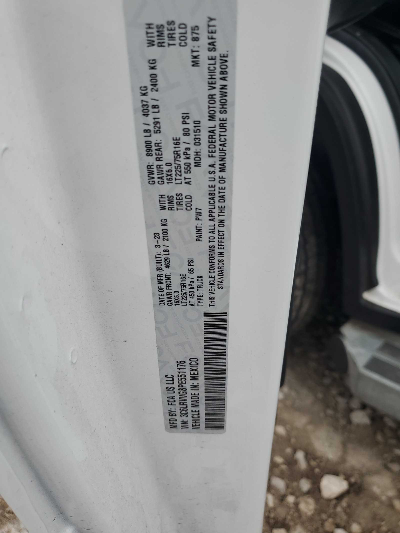 3C6LRVVG8PE551176 2023 Ram Promaster 2500 2500 Standard