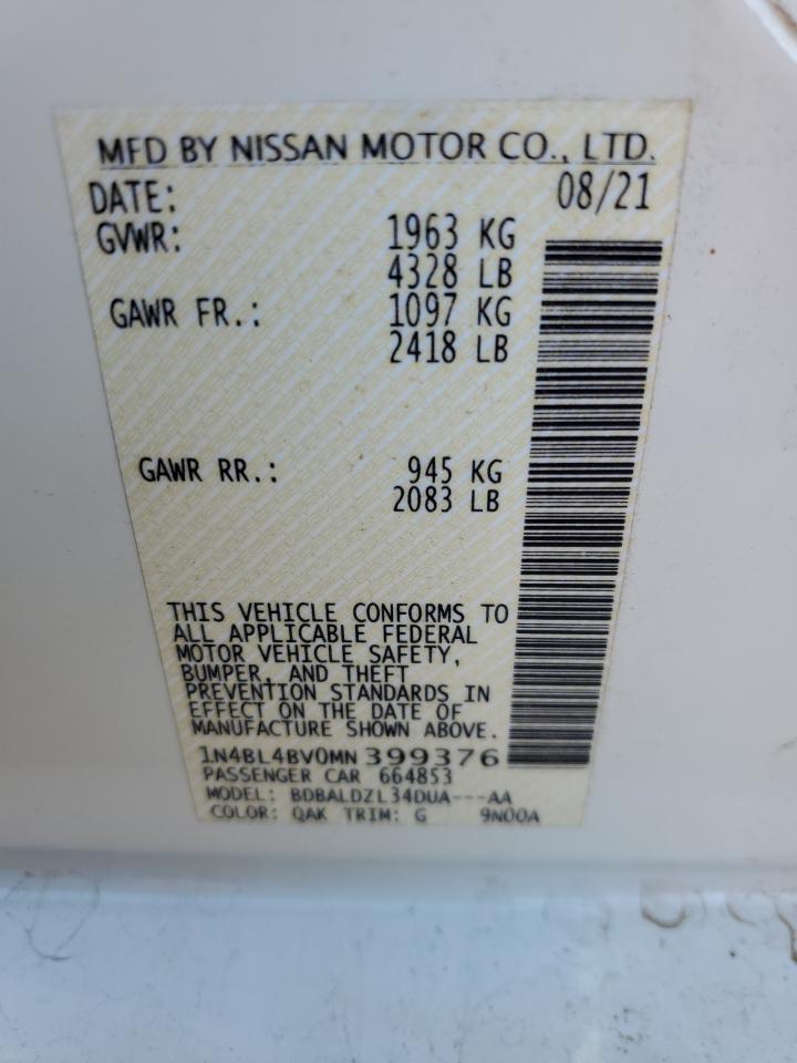 1N4BL4BV0MN399376 2021 Nissan Altima S