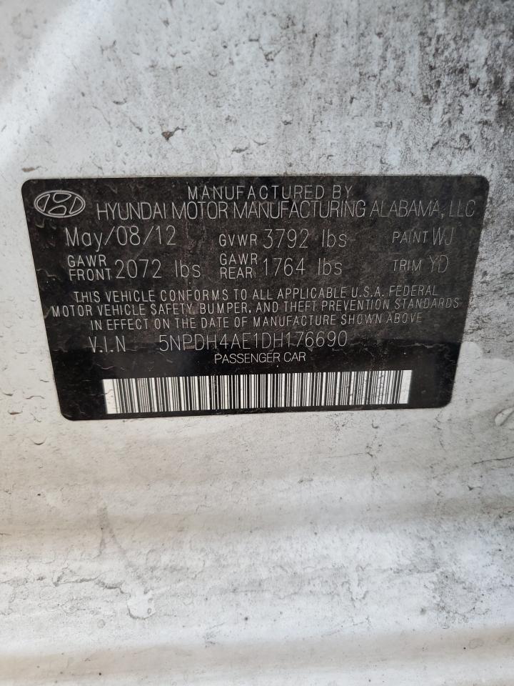 2013 Hyundai Elantra Gls VIN: 5NPDH4AE1DH176690 Lot: 68743724