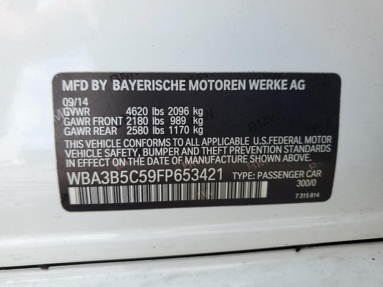 WBA3B5C59FP653421 2015 BMW 328 Xi Sulev