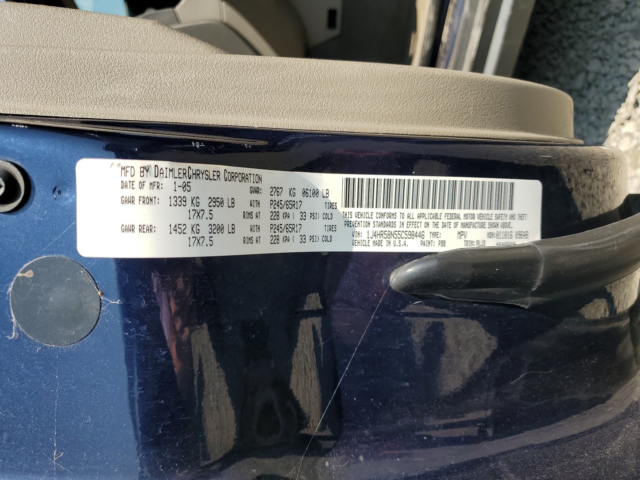 1J4HR58N55C598446 2005 Jeep Grand Cherokee Limited