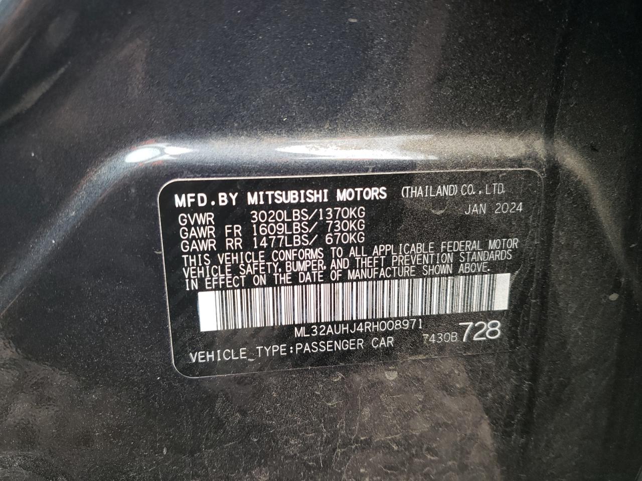 ML32AUHJ4RH008971 2024 Mitsubishi Mirage Es