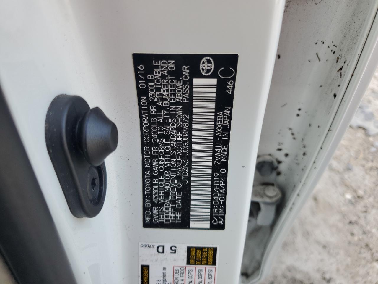 JTDZN3EU0GJ049872 2016 Toyota Prius V