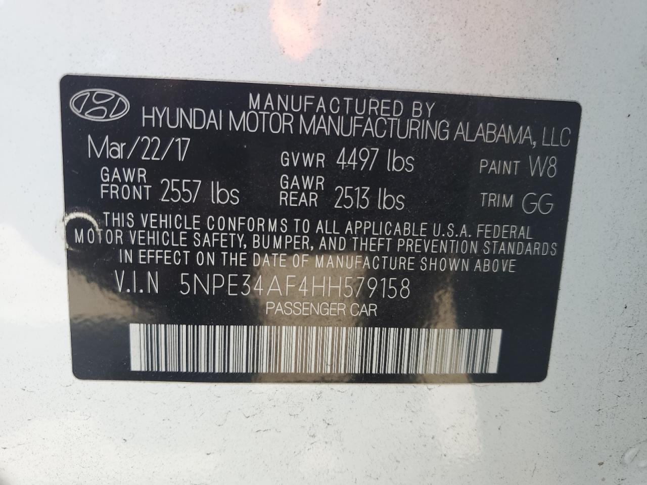 5NPE34AF4HH579158 2017 Hyundai Sonata Sport