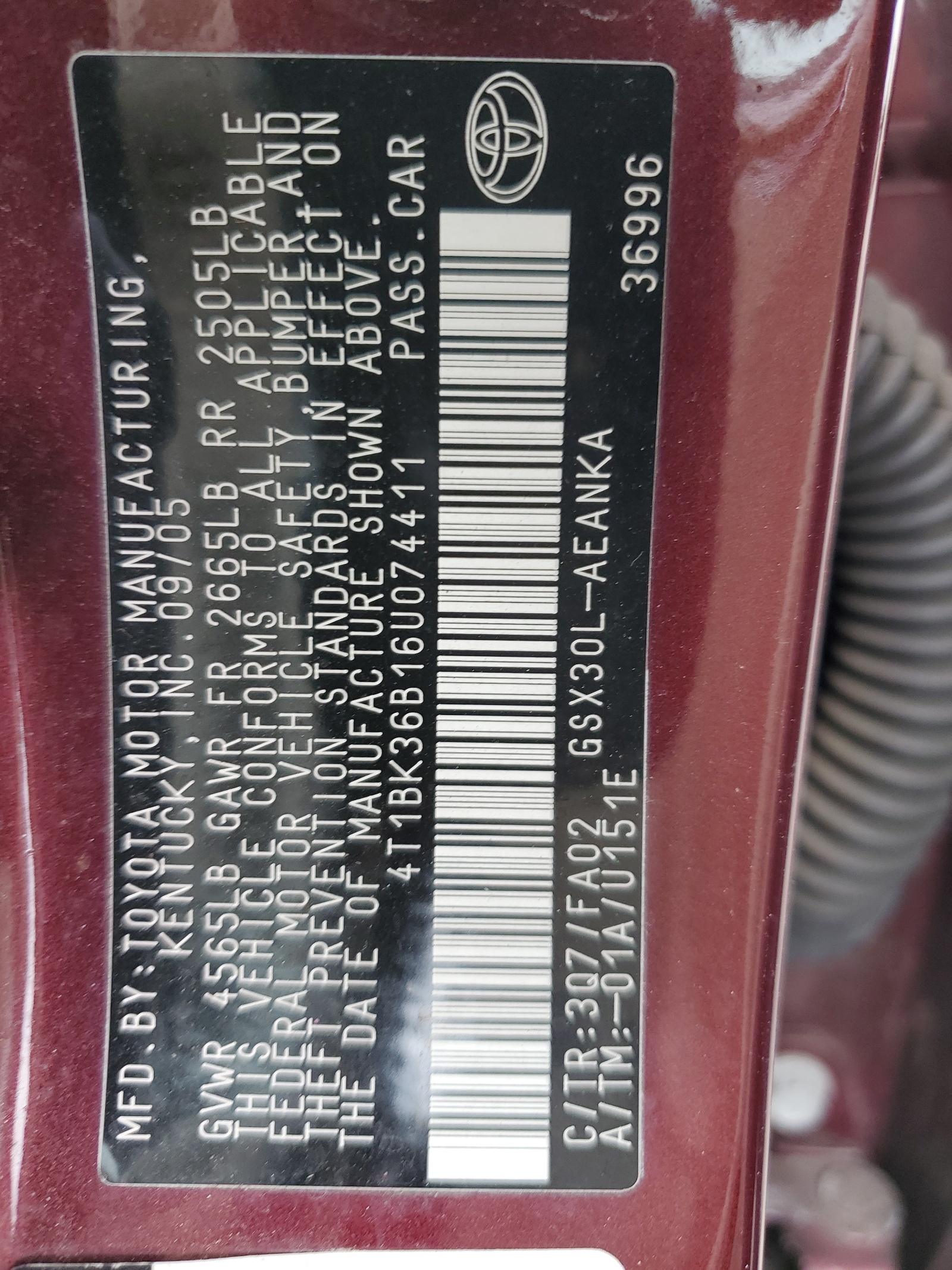 4T1BK36B16U074411 2006 Toyota Avalon Xl