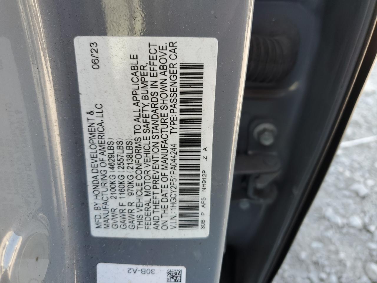 1HGCY2F51PA044244 2023 Honda Accord Hybrid Sport