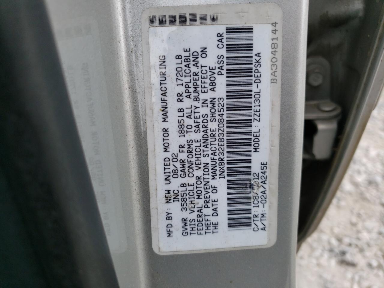 1NXBR32E83Z084523 2003 Toyota Corolla Ce