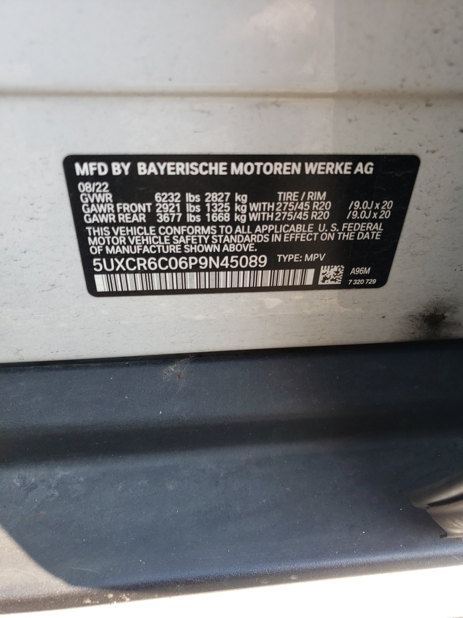 5UXCR6C06P9N45089 2023 BMW X5 xDrive40I