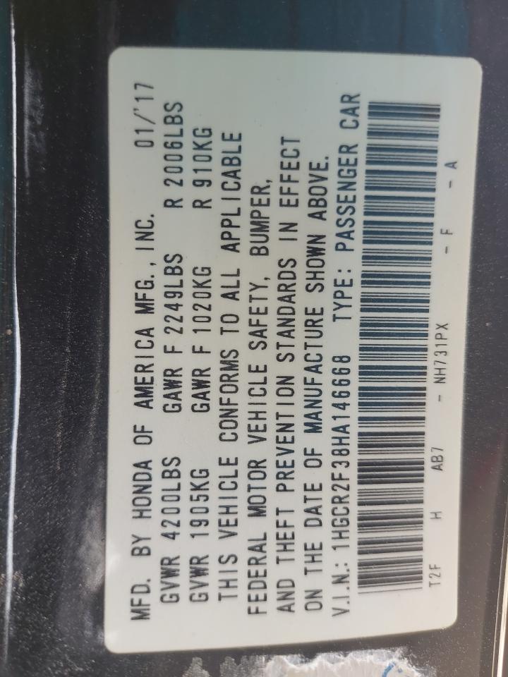 1HGCR2F38HA146668 - 2017 Honda Accord - #67633844