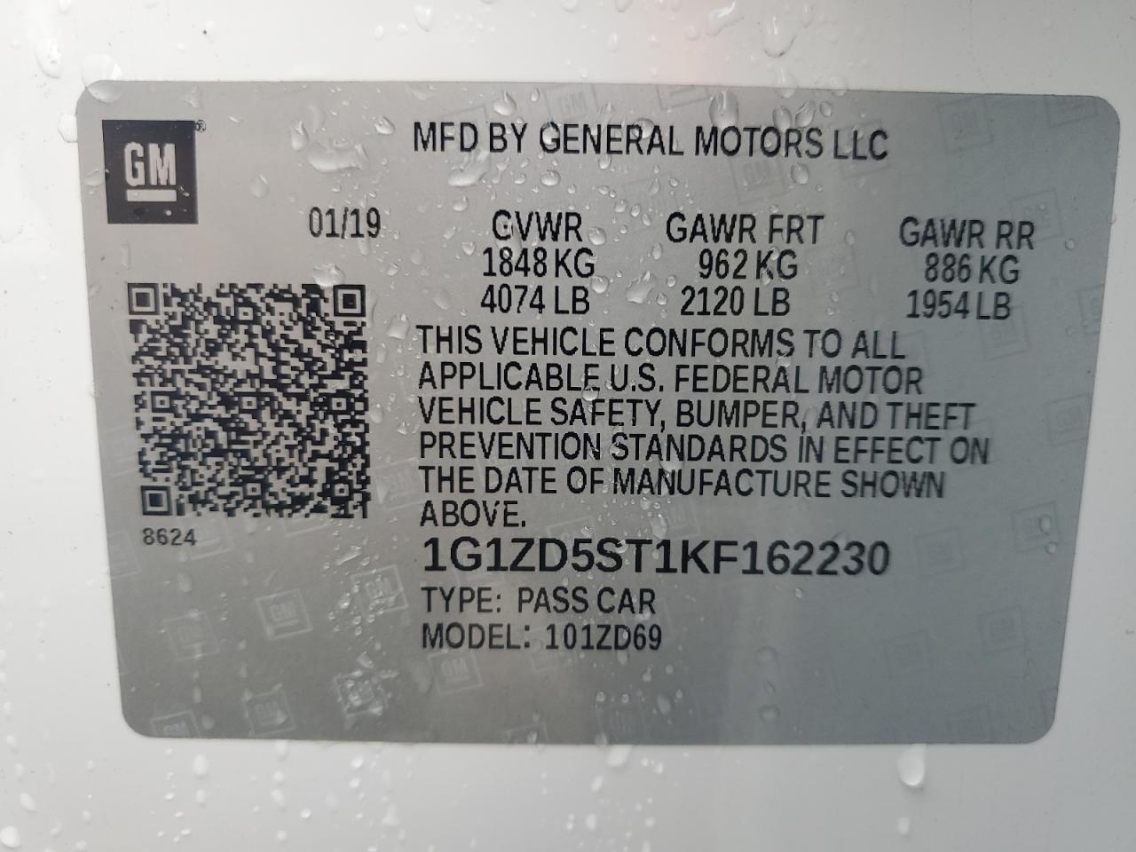 1G1ZD5ST1KF162230 2019 CHEVROLET MALIBU - Image 12