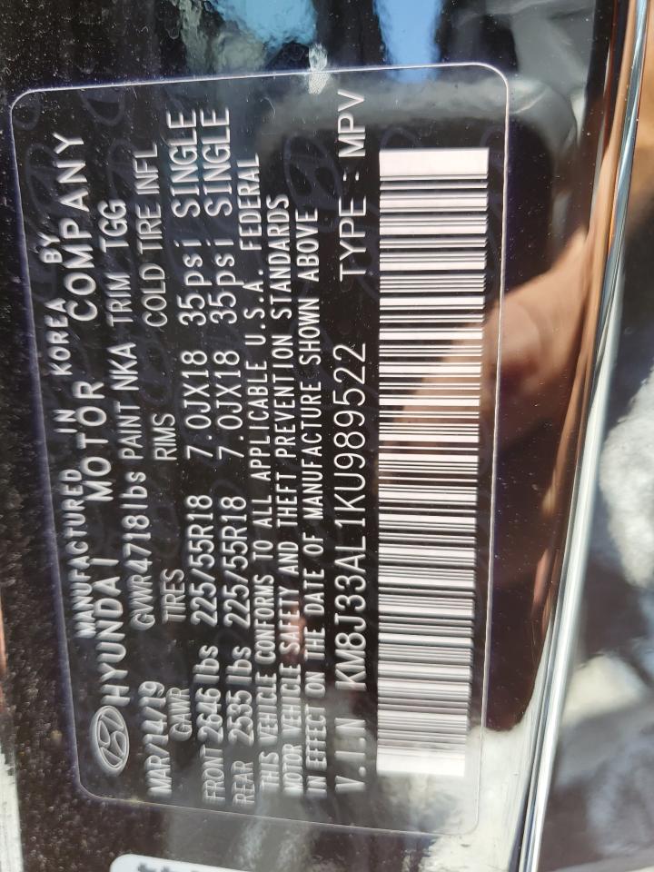 2019 Hyundai Tucson Limited VIN: KM8J33AL1KU989522 Lot: 66007334