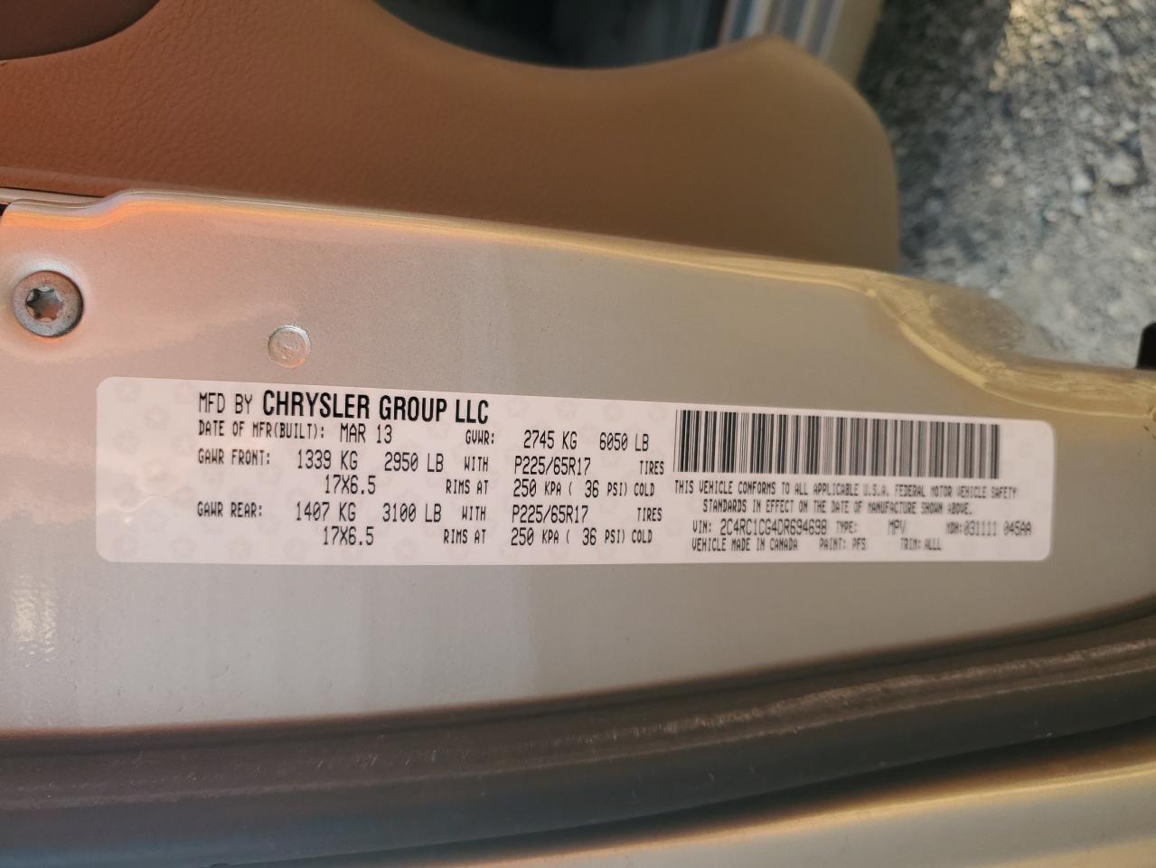 2013 Chrysler Town & Country Touring L VIN: 2C4RC1CG4DR694698 Lot: 65601164