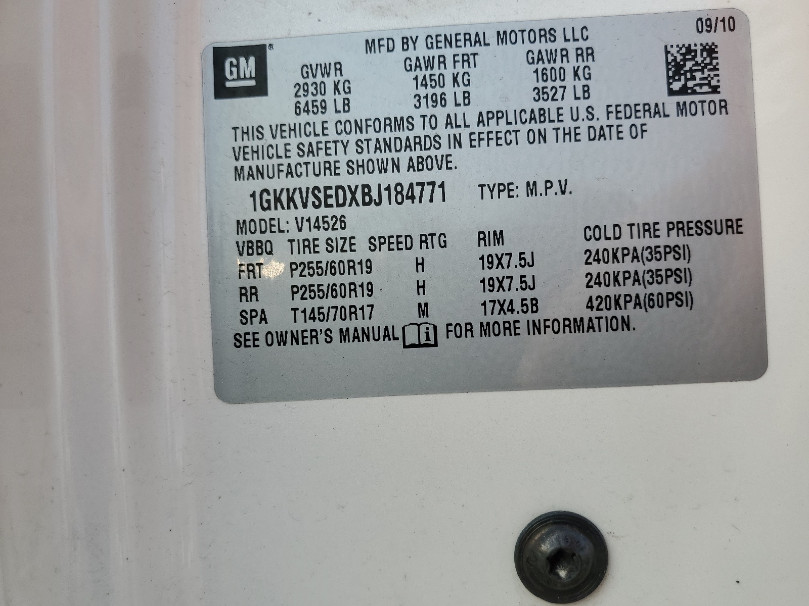 1GKKVSEDXBJ184771 2011 GMC Acadia Slt-2