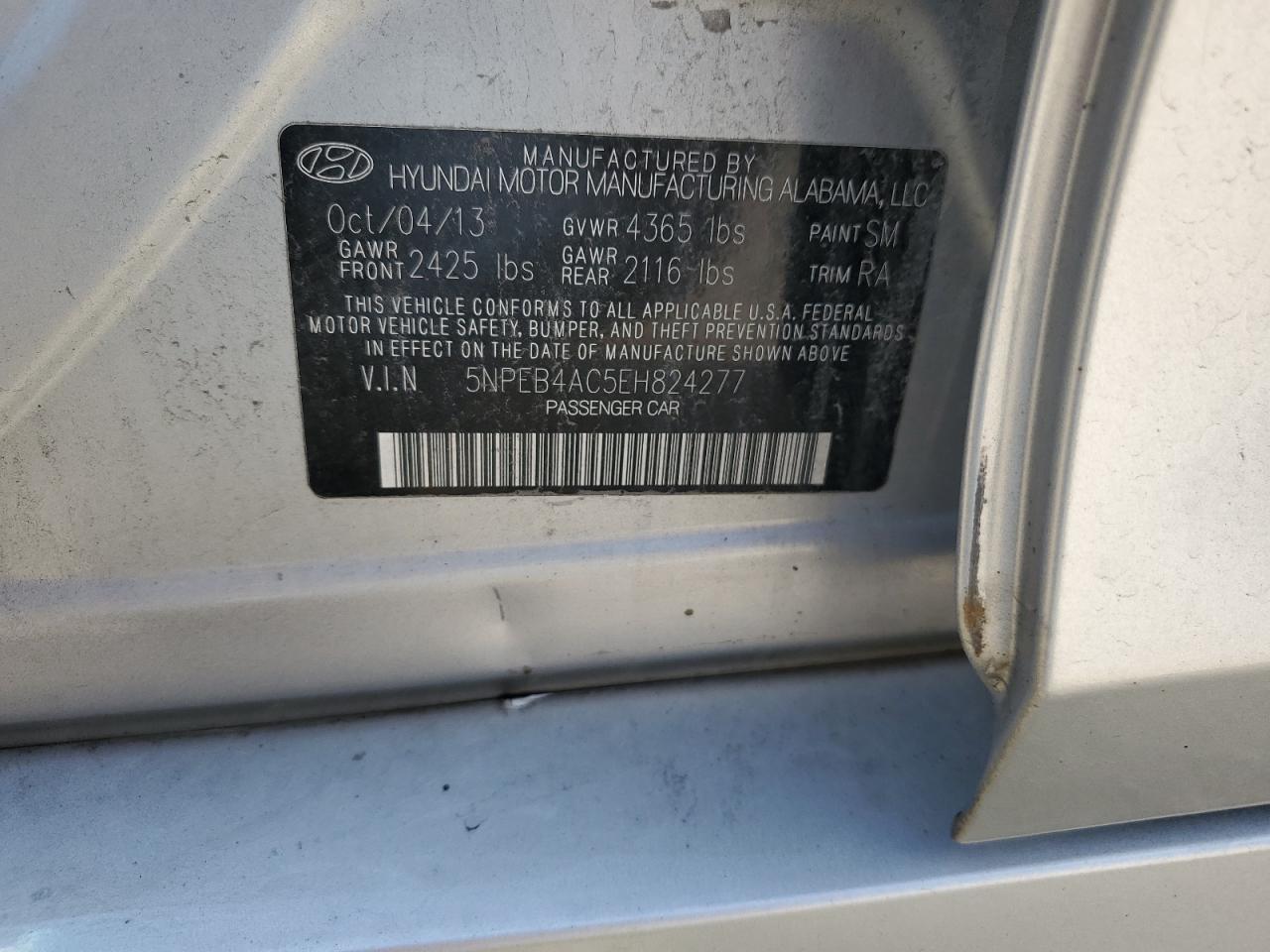 5NPEB4AC5EH824277 2014 Hyundai Sonata Gls