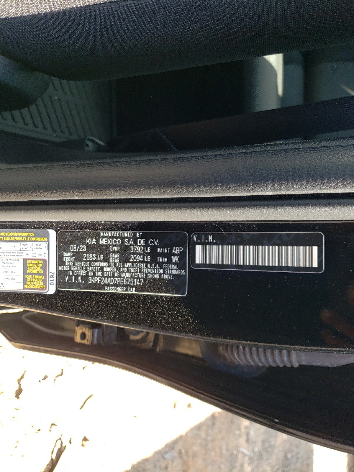 3KPF24AD7PE675147 2023 Kia Forte Lx