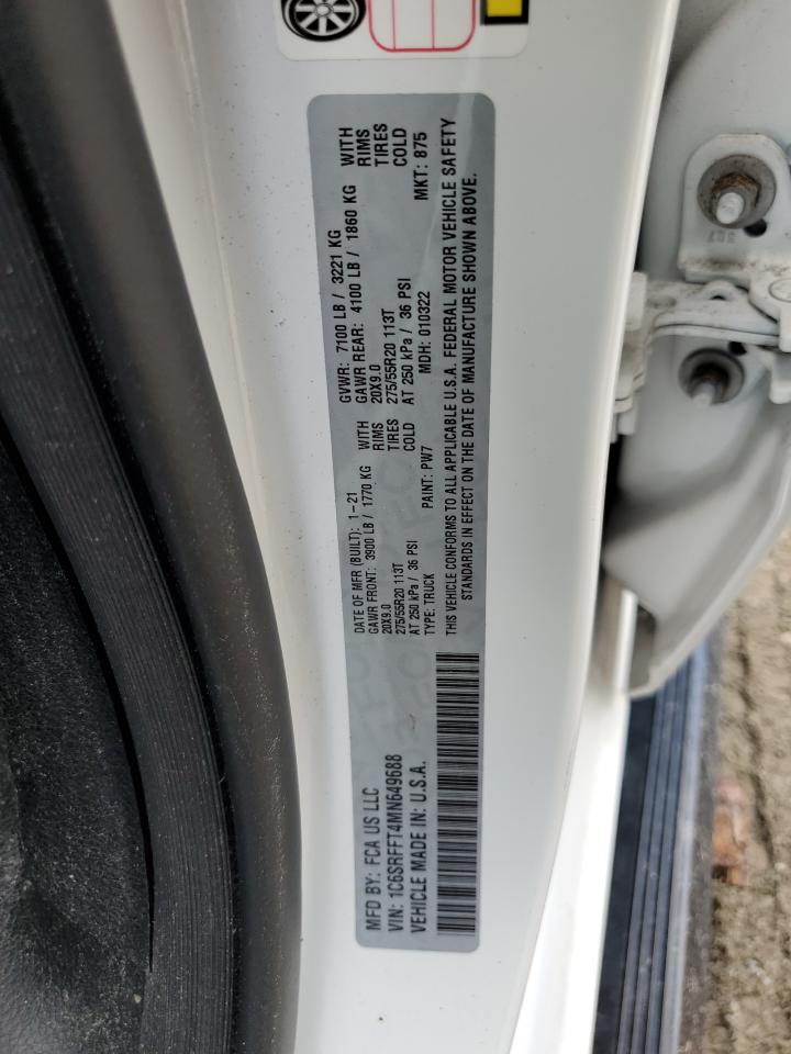 2021 Ram 1500 Big Horn/Lone Star VIN: 1C6SRFFT4MN649688 Lot: 65109824