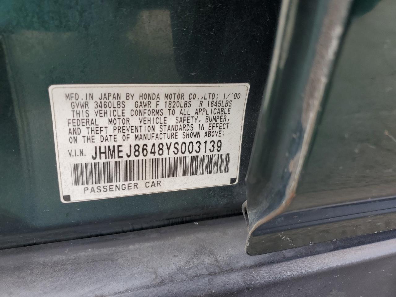 JHMEJ8648YS003139 2000 Honda Civic Ex