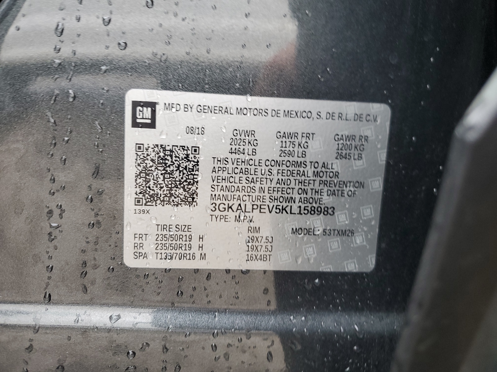 3GKALPEV5KL158983 2019 GMC Terrain Slt