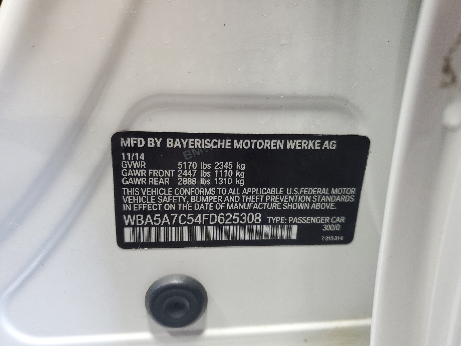 WBA5A7C54FD625308 2015 BMW 528 Xi