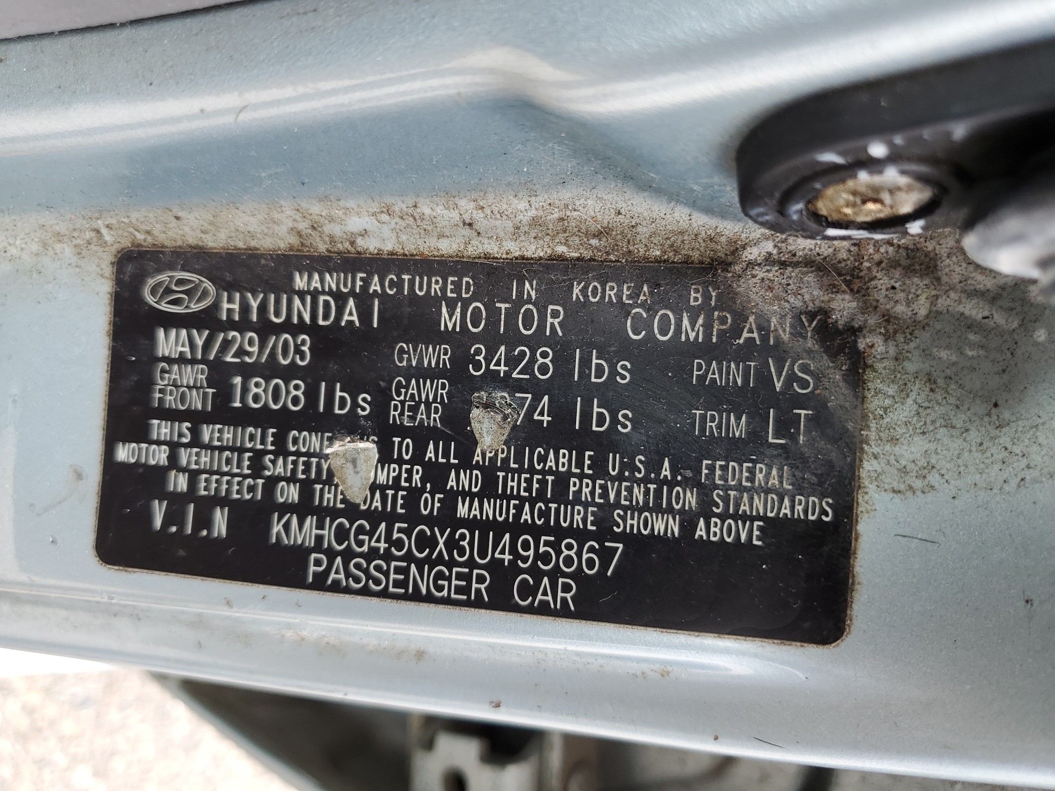 KMHCG45CX3U495867 2003 Hyundai Accent Gl