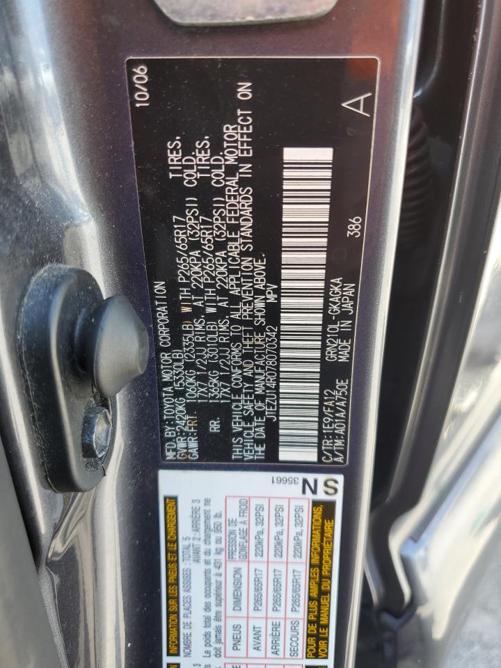 JTEZU14R078070342 2007 Toyota 4Runner Sr5