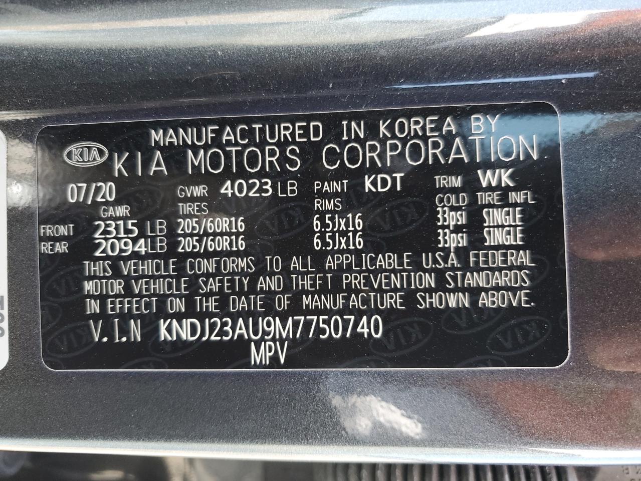 2021 Kia Soul Lx VIN: KNDJ23AU9M7750740 Lot: 65943224