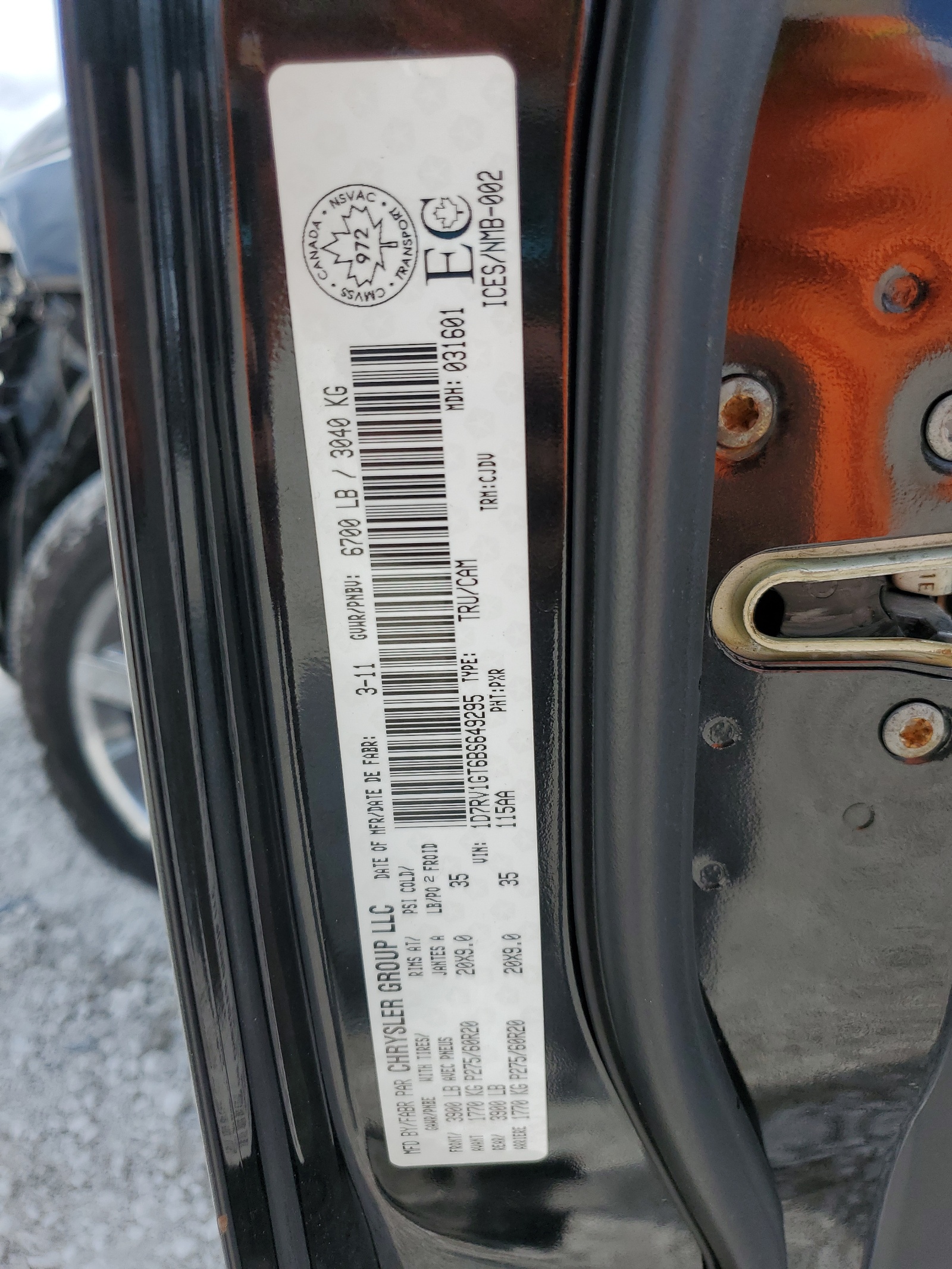 1D7RV1GT6BS649295 2011 Dodge Ram 1500