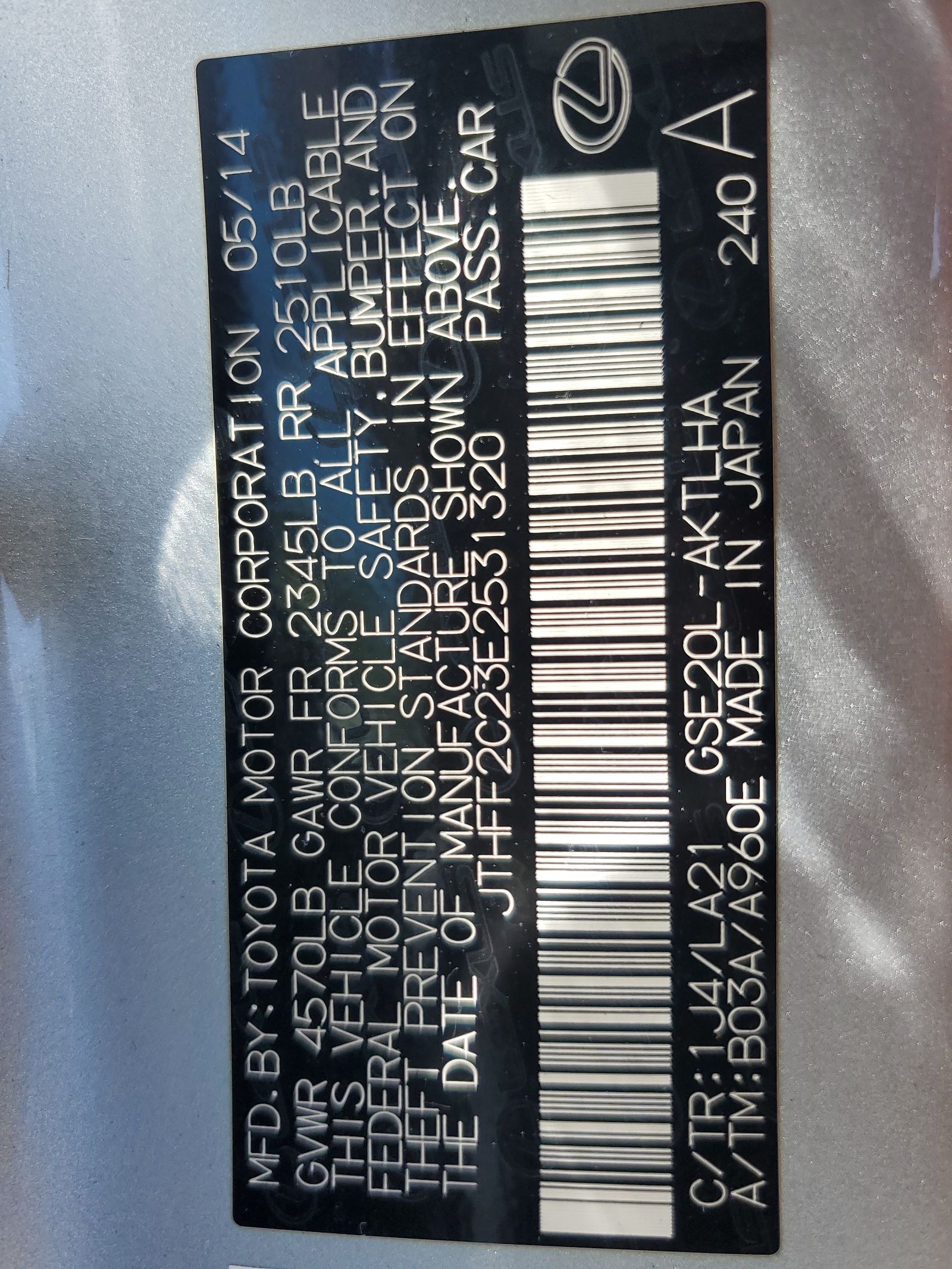 JTHFF2C23E2531320 2014 Lexus Is 250