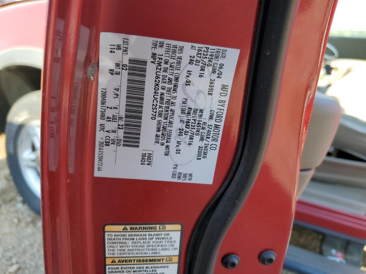 2004 Ford Explorer Xls VIN: 1FMZU62K04UC25770 Lot: 67716184